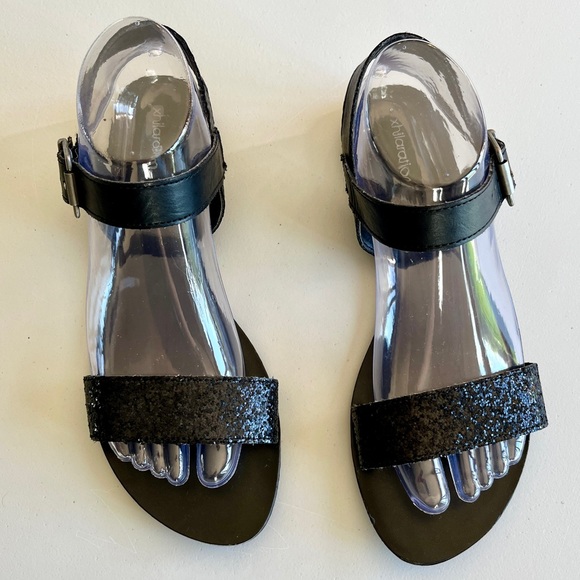Xhilaration Black Sequins Size 8 Sandals - Picture 11 of 12